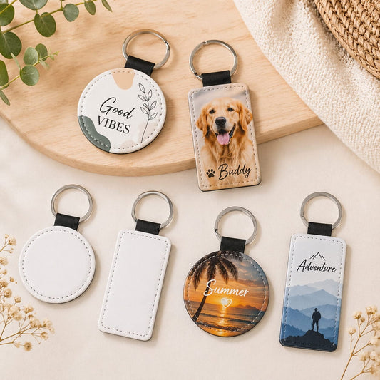 Porte-clés en cuir vierge à sublimation en similicuir